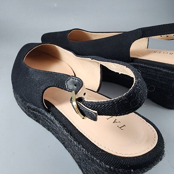 Talbots Women's Size 9M Black Wedge Slingback Closed Toe Espadrille Sandals - Picture 7 of 9